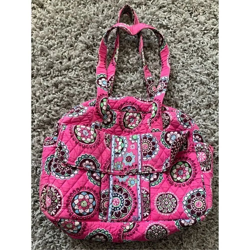 Vera Bradley Pink Cupcake Duffle Bag Carry On Baby Gym Tote Purse 16” x 10”